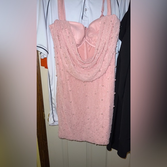 Oh Polly Dresses & Skirts - OH POLLY PINK BEADED BUSTIER DRESS
